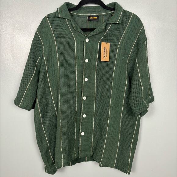 NWT Circle Of Friends C.O.F. Dark Green Camp Shirt Medium - Picture 1 of 8